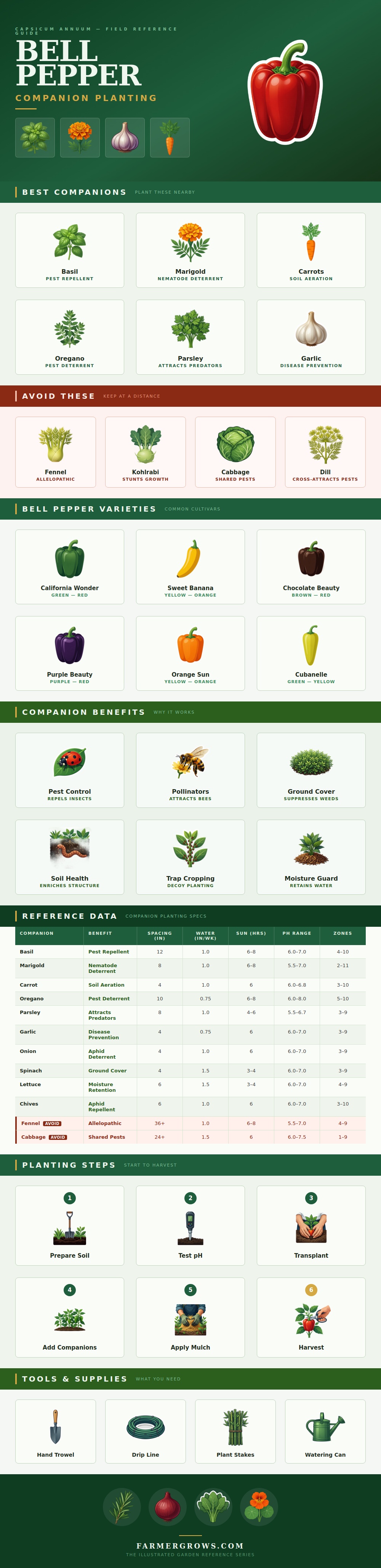 Bell Pepper Companion Planting Chart