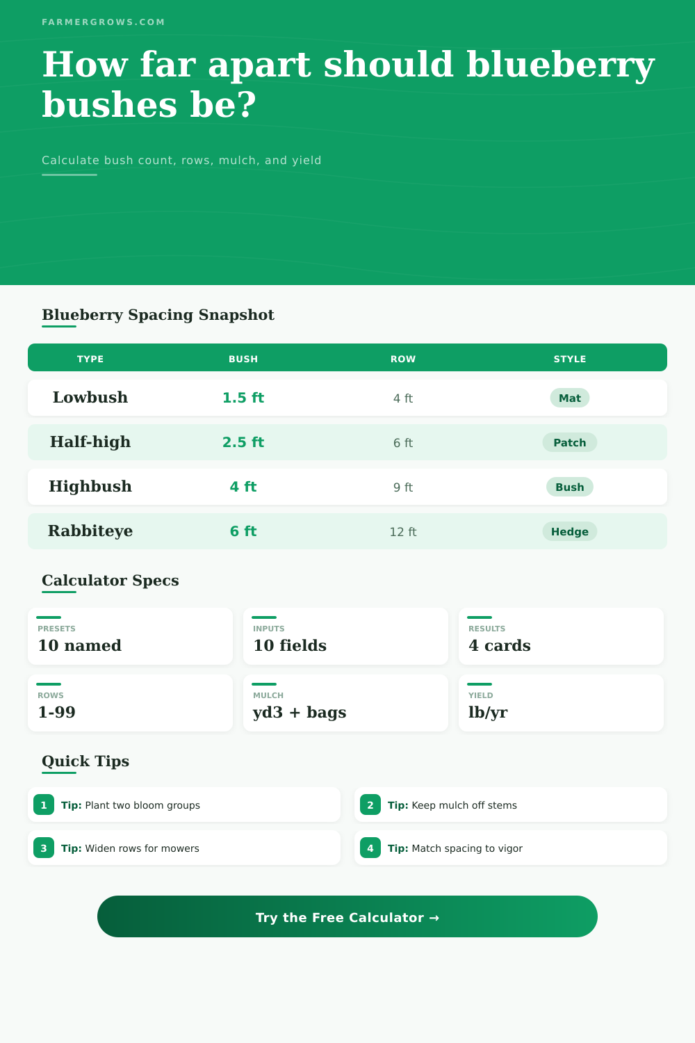 Blueberry Spacing Calculator