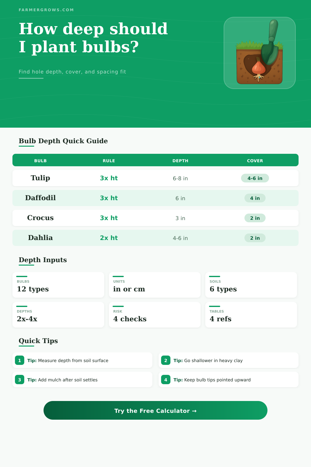 Bulb Planting Depth Calculator