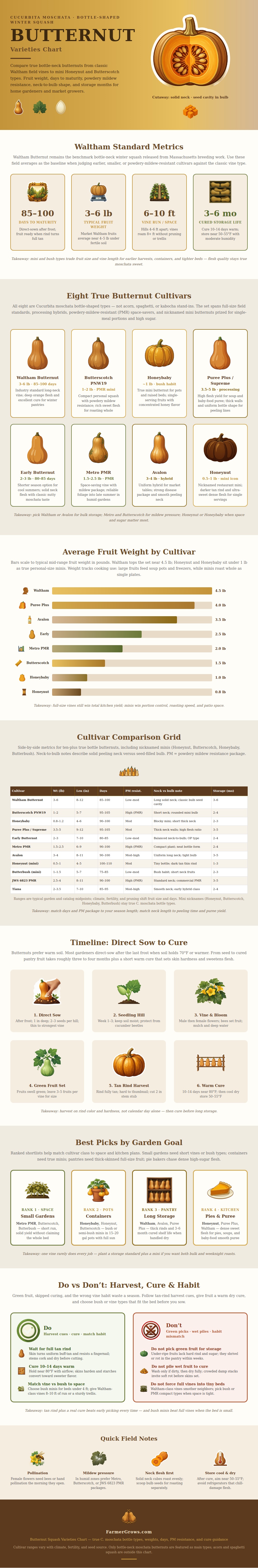 Butternut Squash Varieties Chart