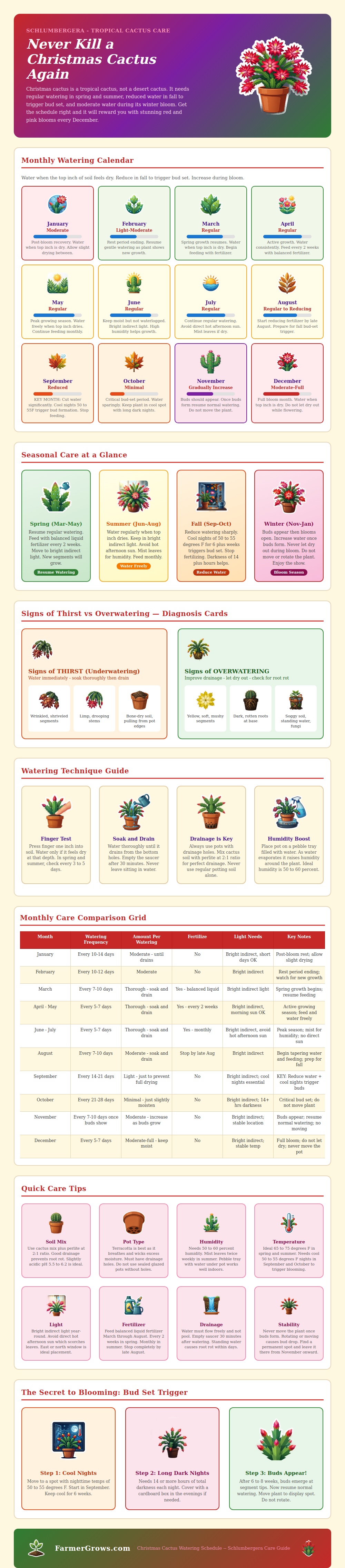 Christmas Cactus Watering Schedule Chart