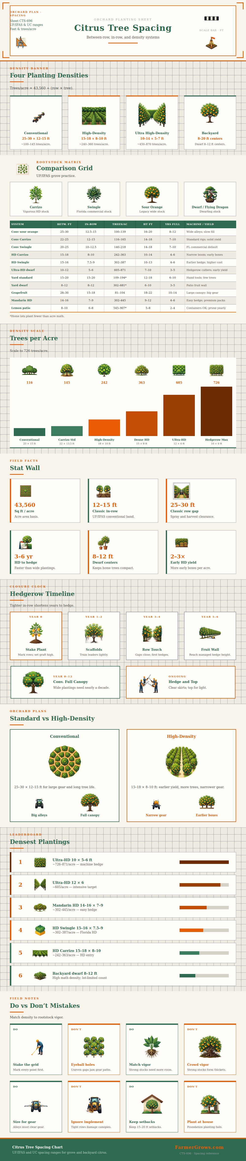 Citrus Tree Spacing Chart