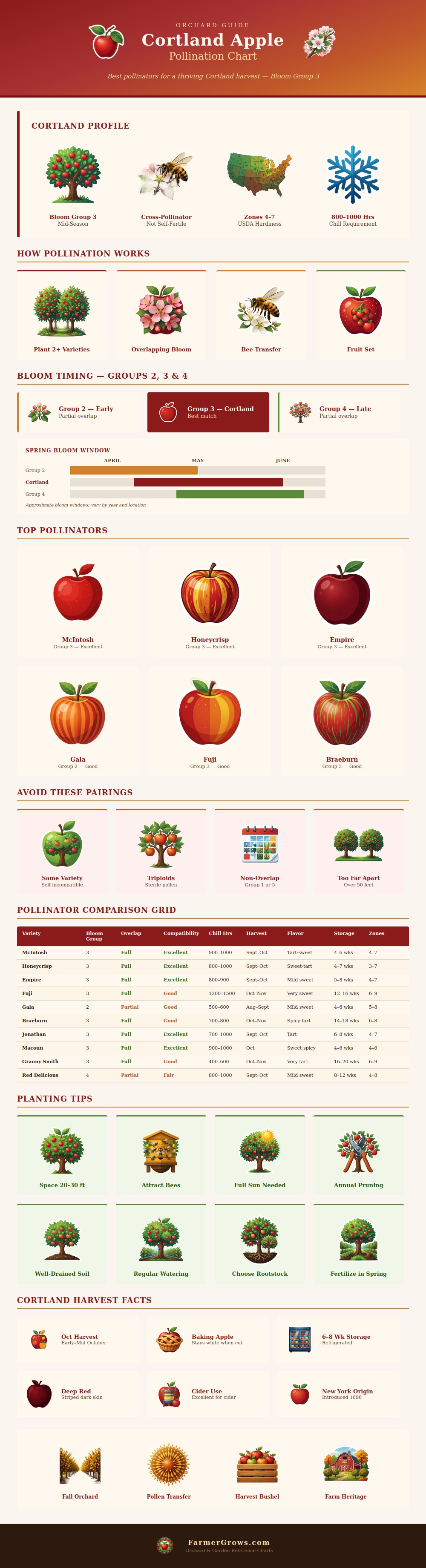 Cortland Apple Pollination Chart