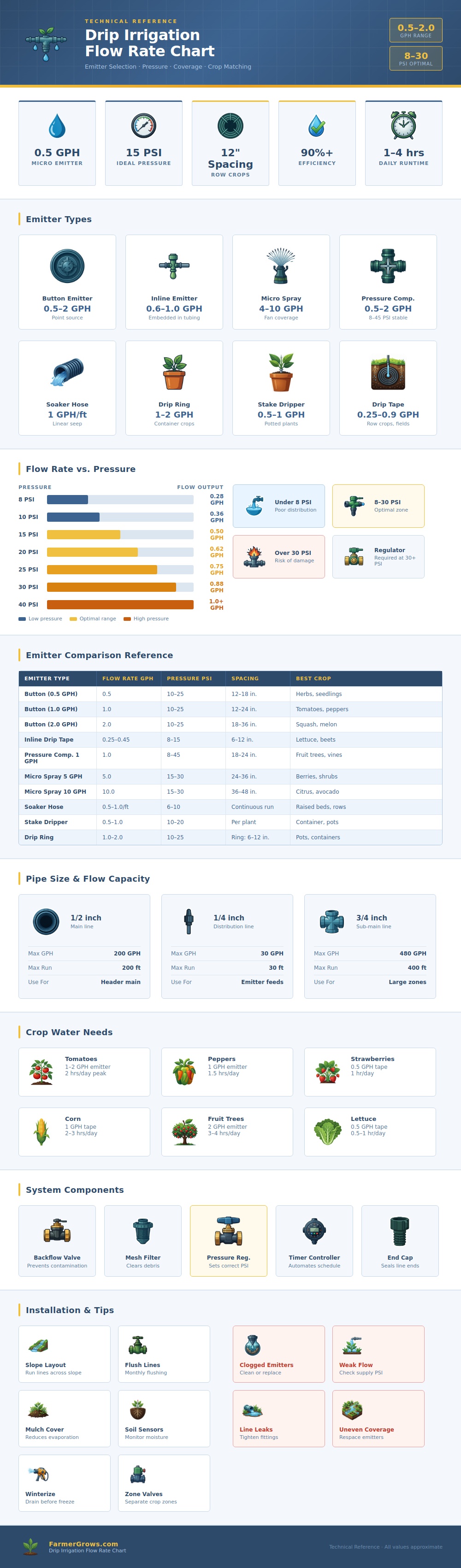 Drip Irrigation Flow Rate Chart