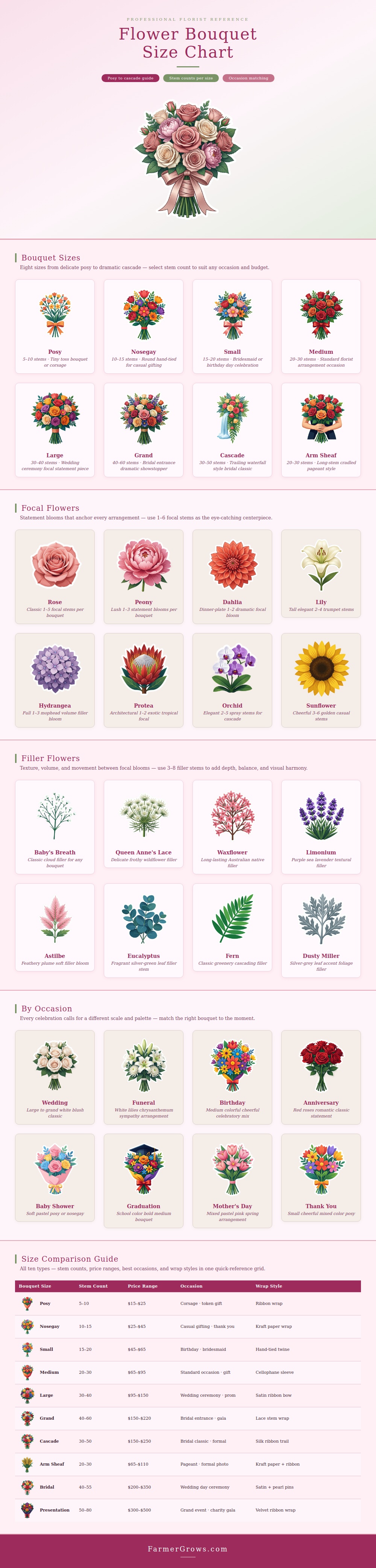 Flower Bouquet Size Chart