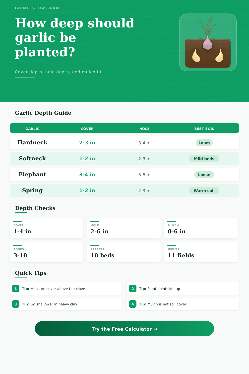 Garlic Planting Depth Calculator