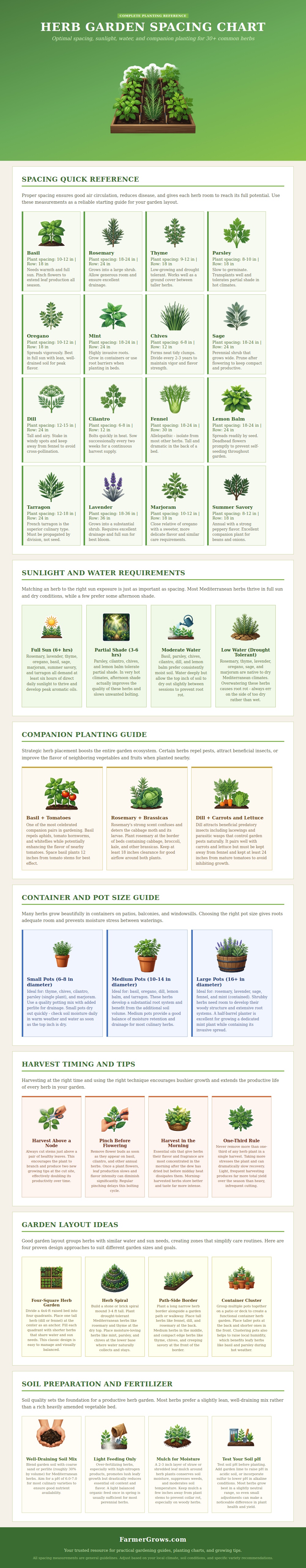 Herb Garden Spacing Chart
