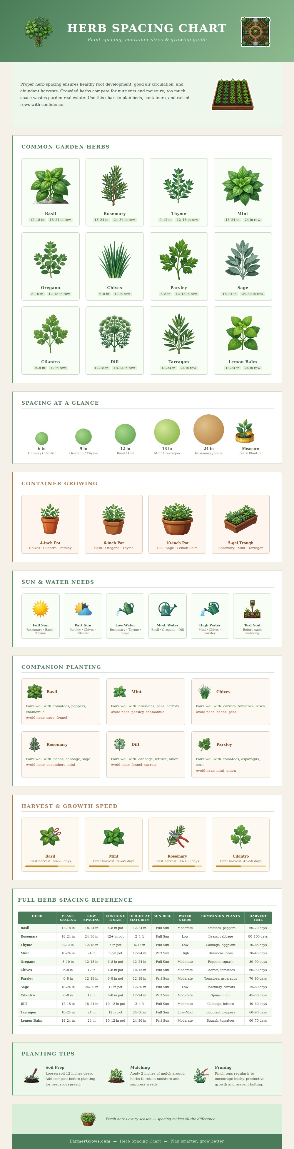 Herb Spacing Chart