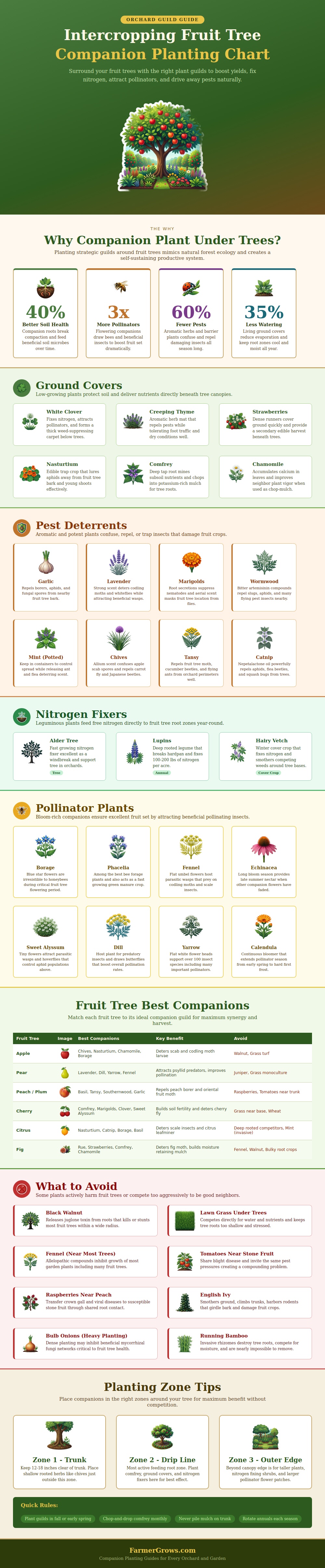 Intercropping Fruit Tree Companion Planting Chart