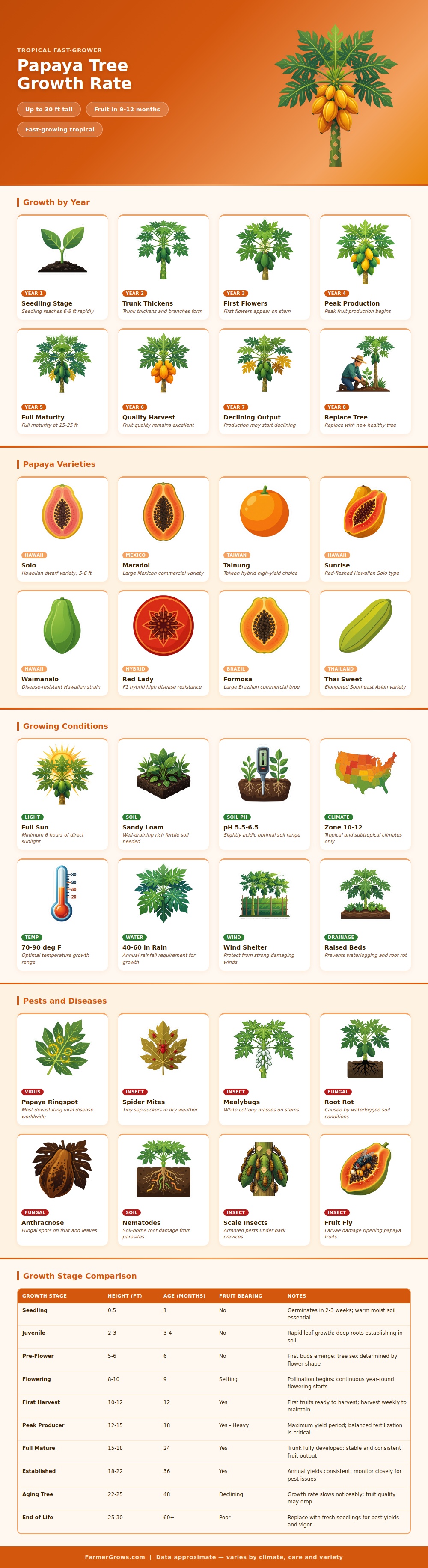 Papaya Tree Growth Rate Chart
