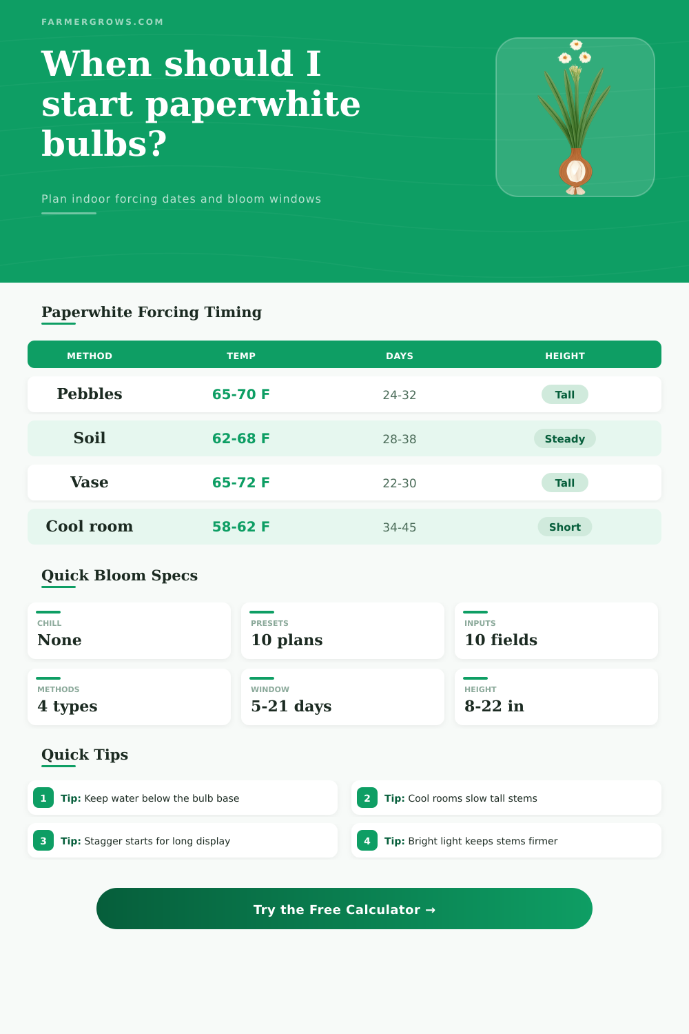 Paperwhite Bulb Bloom Time Calculator