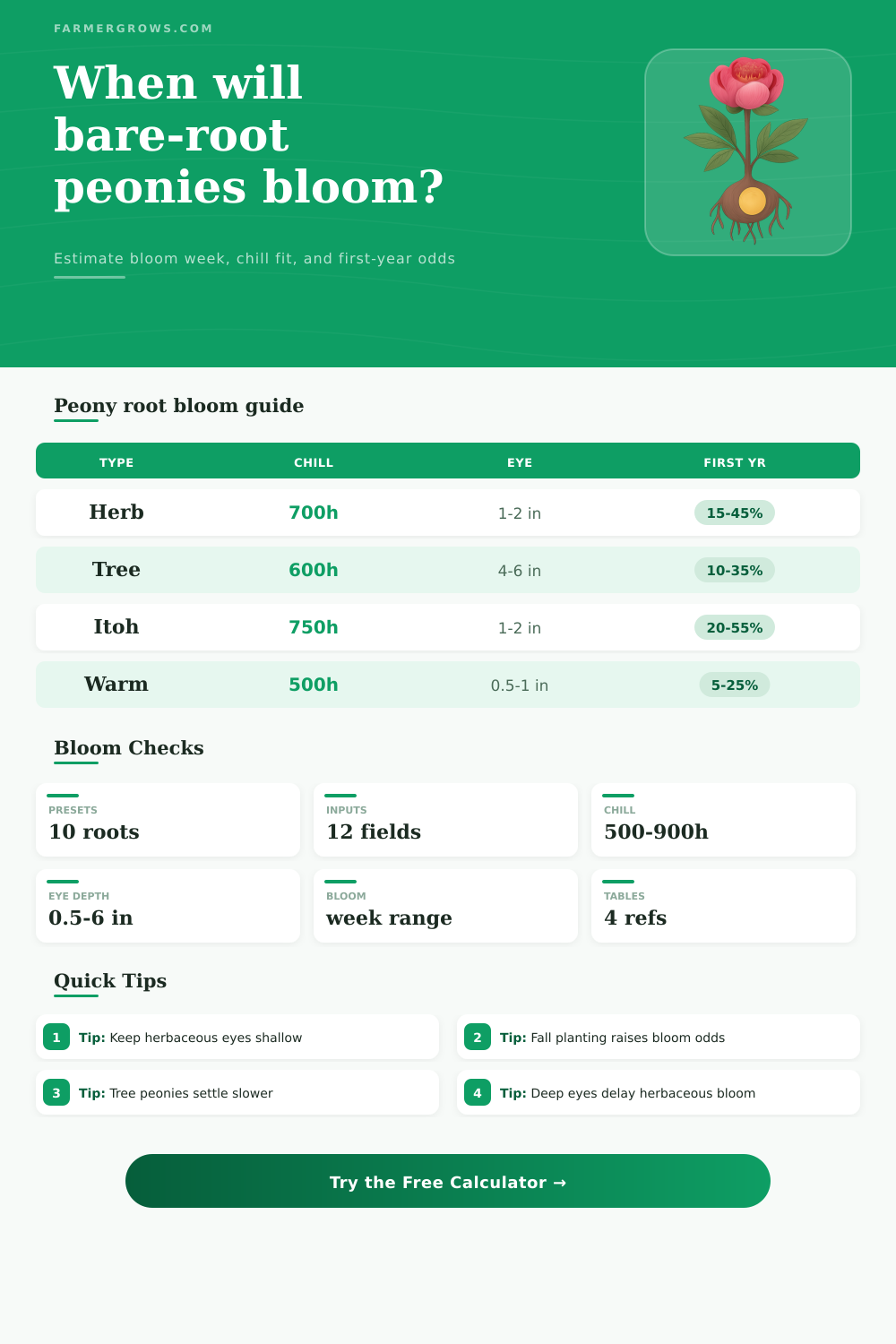 Peony Bulb Bloom Time Calculator