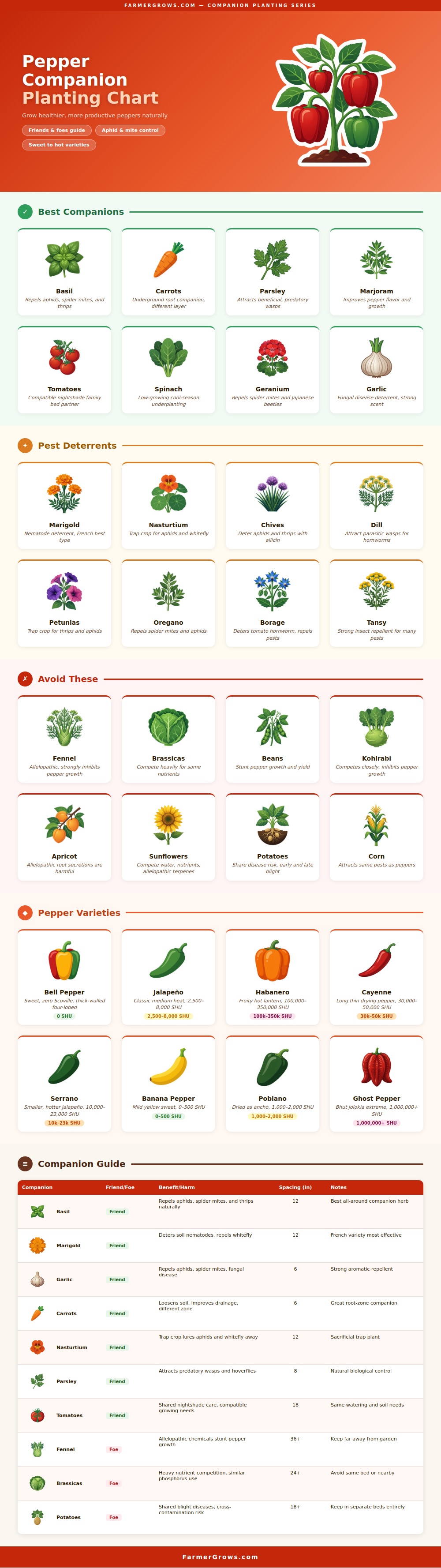 Pepper Companion Planting Chart