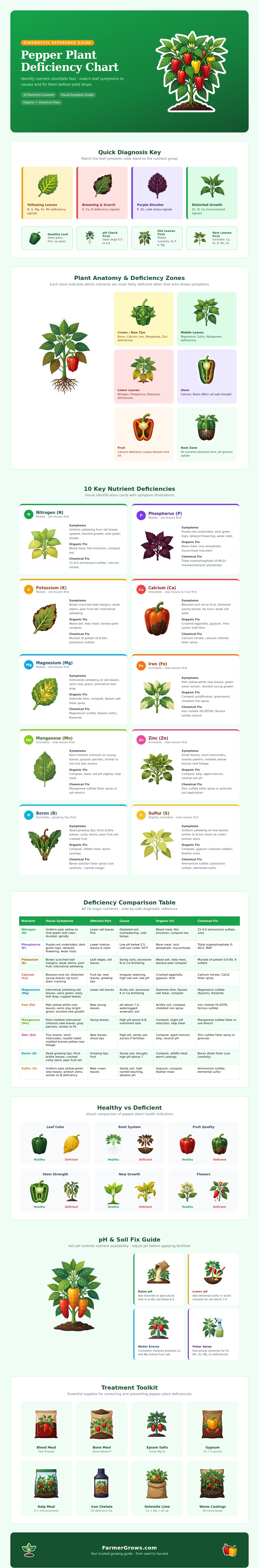 Pepper Plant Deficiency Chart