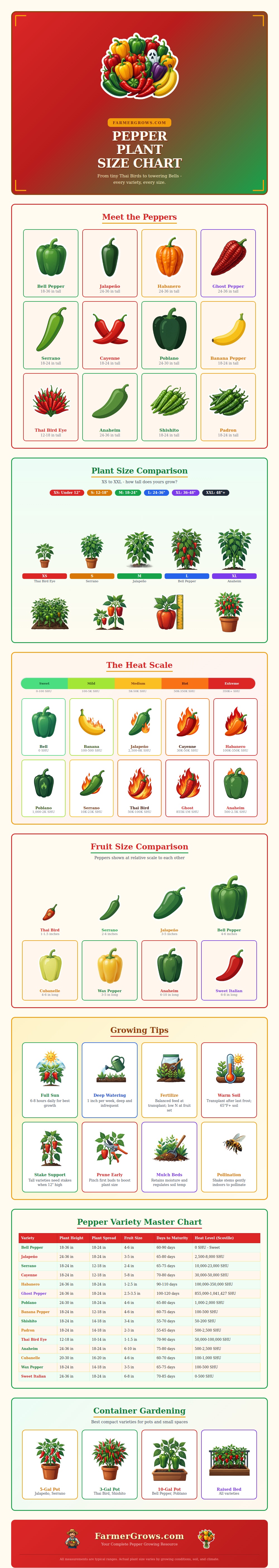 Pepper Plant Size Chart