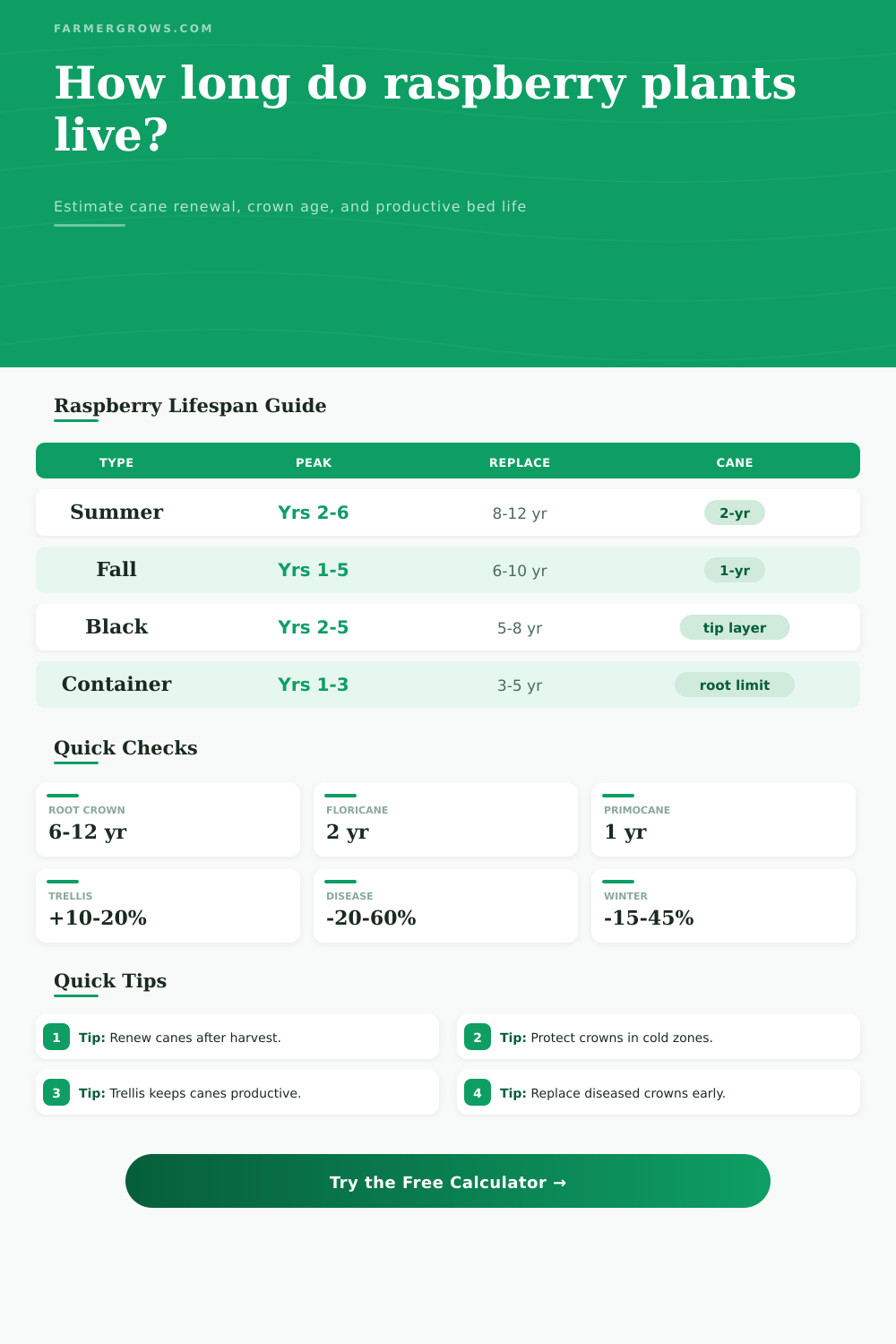 Raspberry Plant Lifespan Calculator