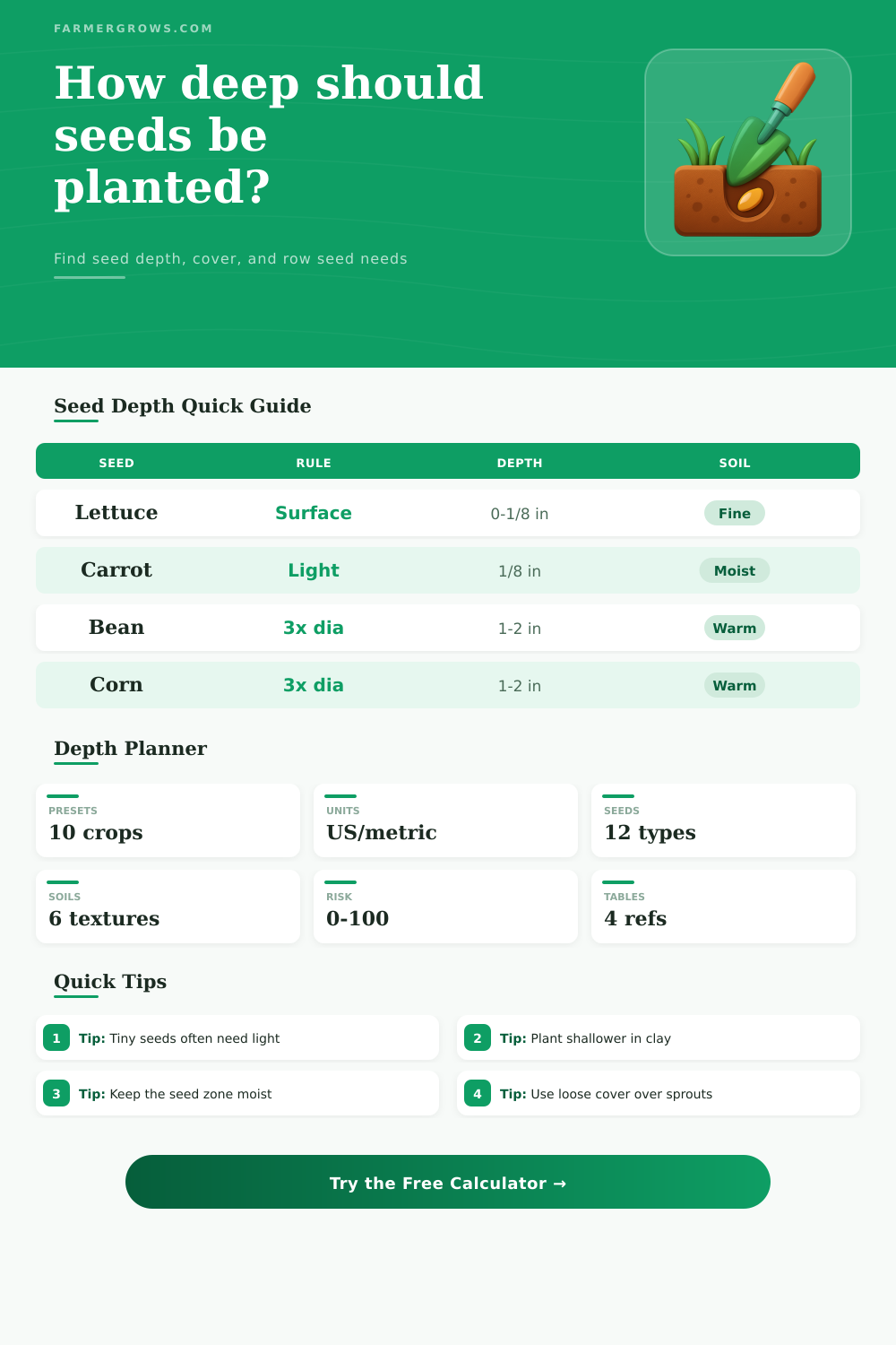 Seed Planting Depth Calculator