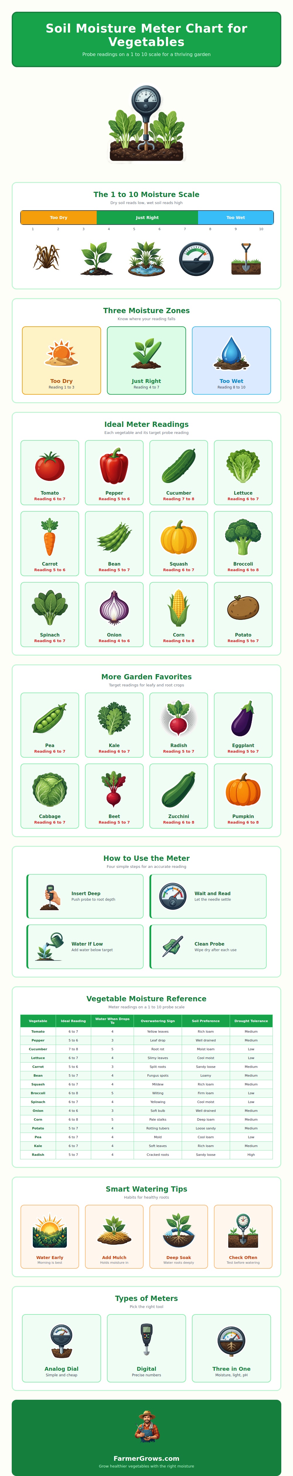 Soil Moisture Meter Chart Vegetables