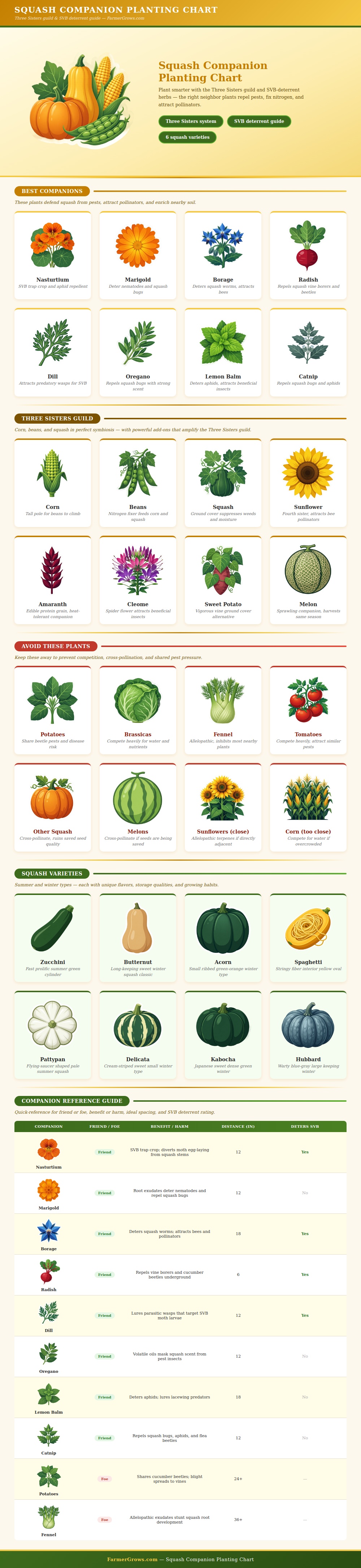 Squash Companion Planting Chart