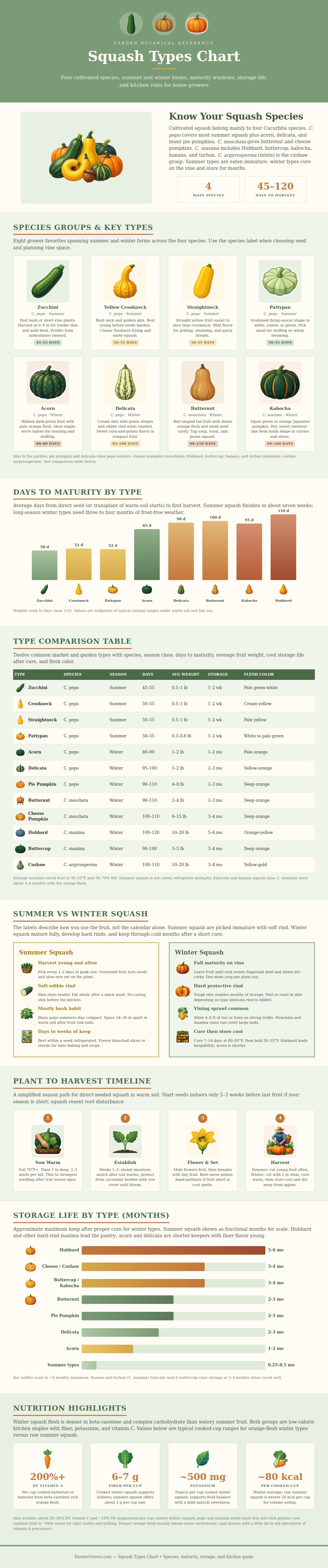 Squash Types Chart
