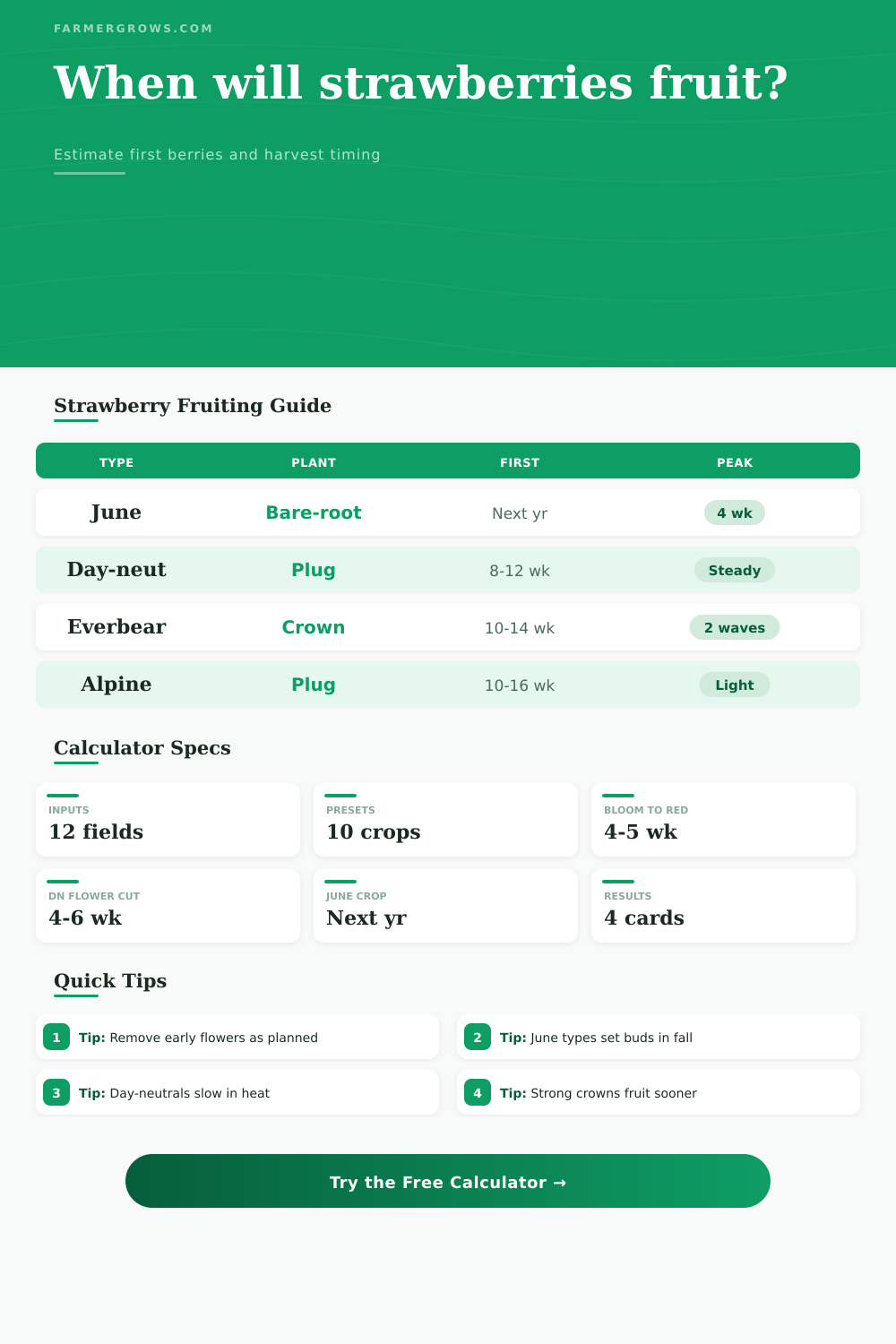 Strawberry Time to Fruit Calculator