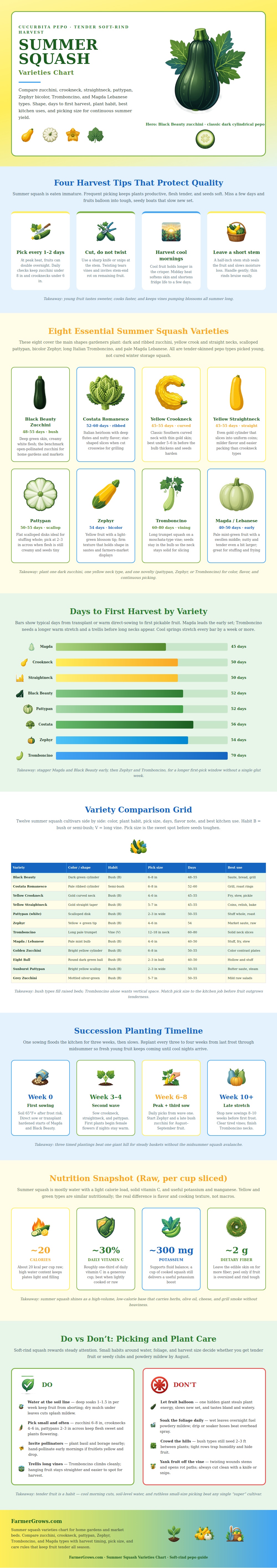 Summer Squash Varieties Chart