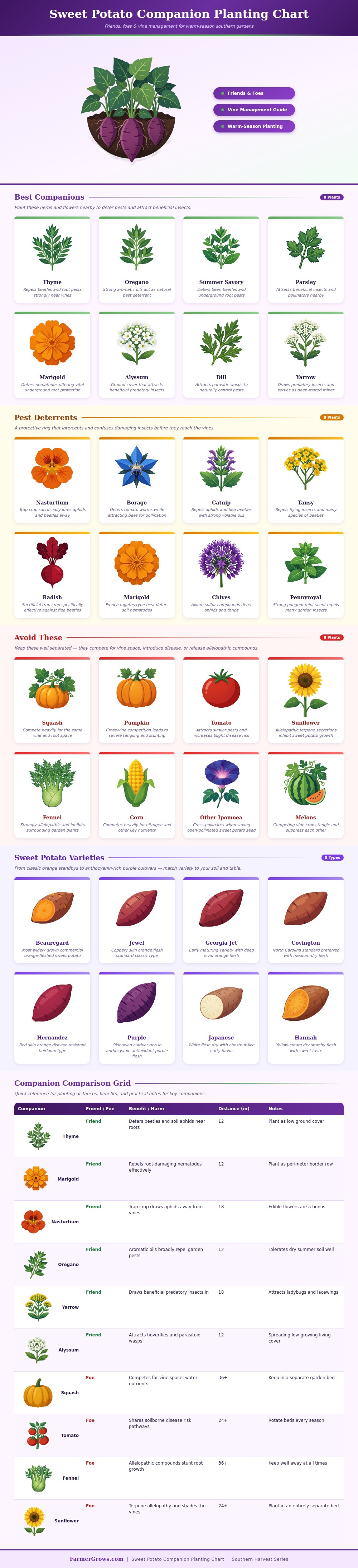 Sweet Potato Companion Planting Chart