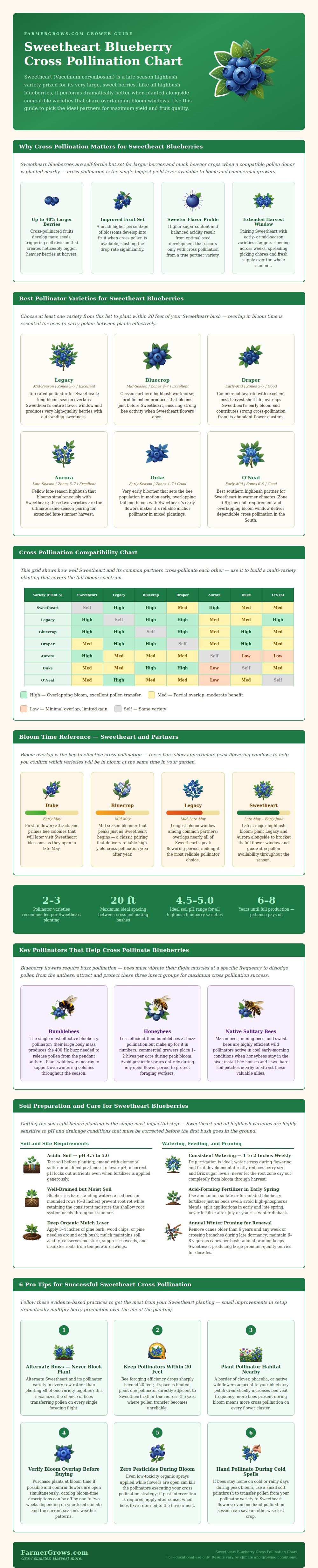 Sweetheart Blueberry Cross Pollination Chart