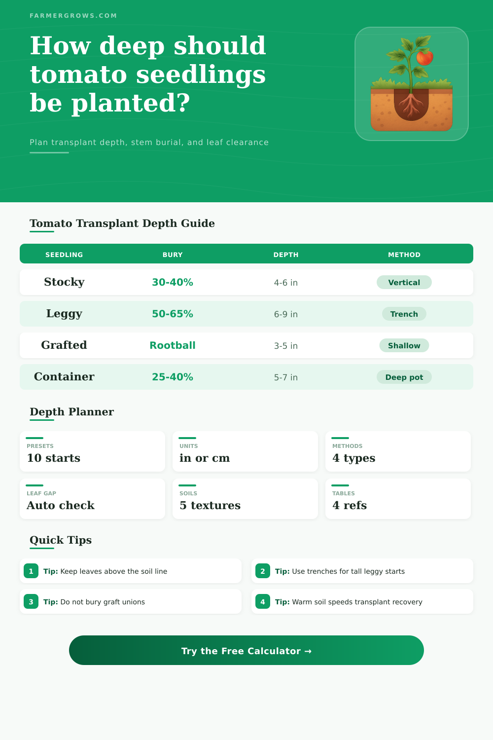 Tomato Seedling Planting Depth Calculator