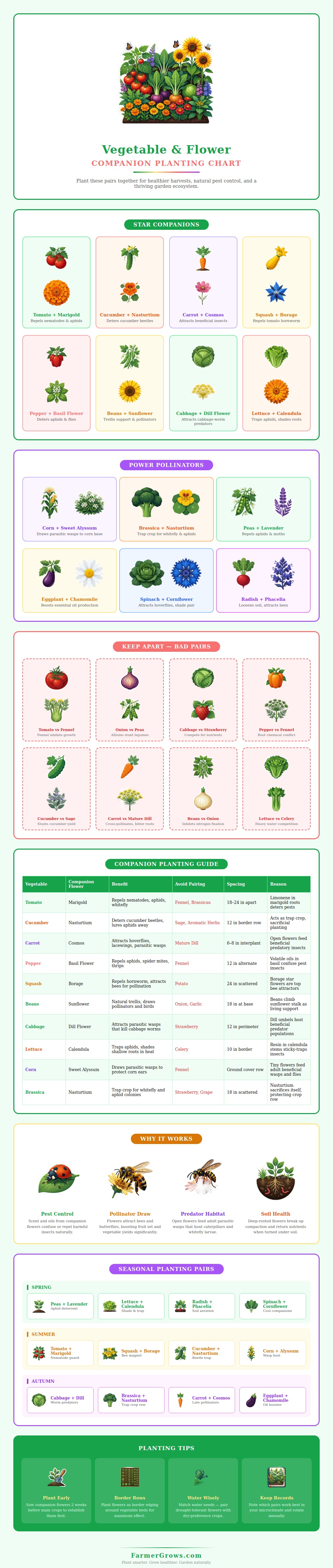 Vegetable And Flower Companion Planting Chart
