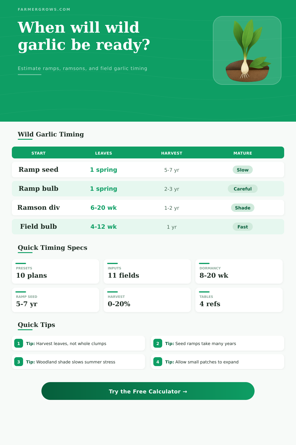 Wild Garlic Growth Time Calculator