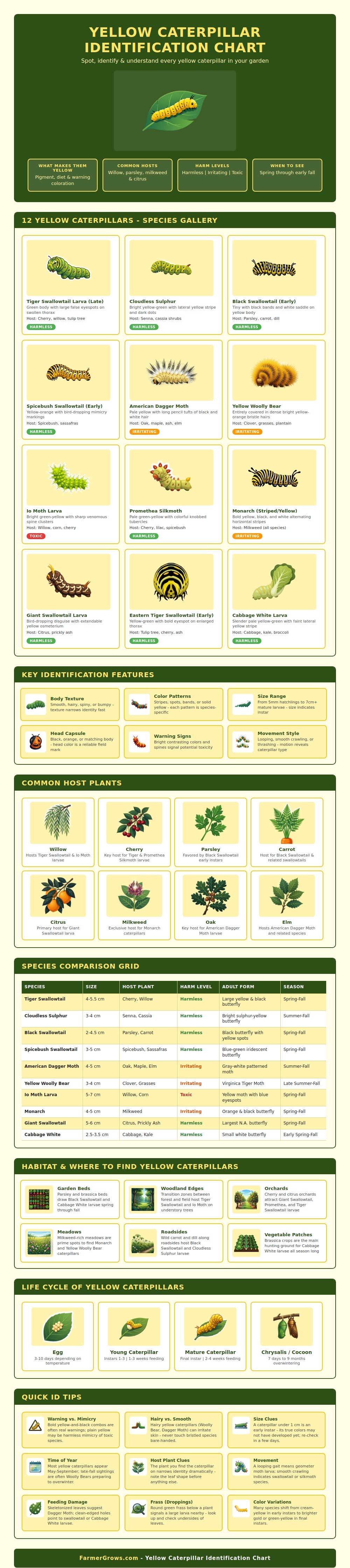 Yellow Caterpillar Identification Chart