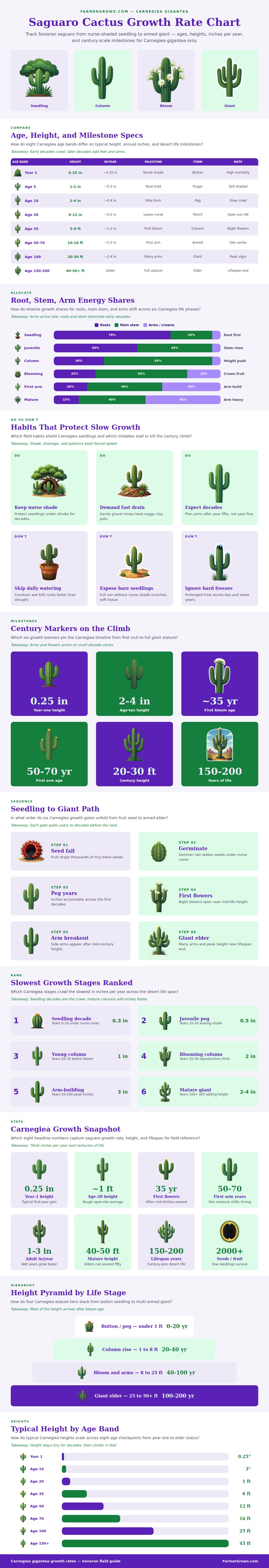 Saguaro Cactus Growth Rate Chart